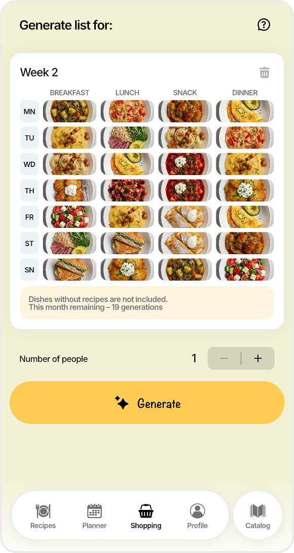 FoodsPlans shopping list screen